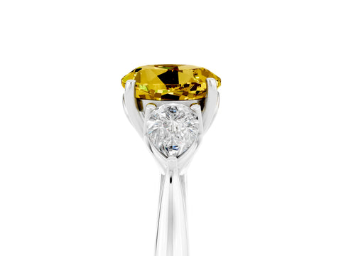White gold Three-Stone Round Cut Cut Diamond Ring with Pear Side Stones in Four-Prong Setting_5