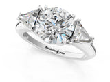 White gold Three-Stone Round Cut Cut Diamond Ring with Trillion Side Stones and Four-Prong Setting_16