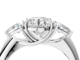 White gold Three-Stone Round Cut Cut Diamond Ring with Trillion Side Stones and Four-Prong Setting_19