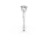 White gold Three-Stone Round Cut Cut Diamond Ring with Trillion Side Stones and Four-Prong Setting_2