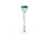 White gold Three-Stone Round Cut Cut Diamond Ring with Trillion Side Stones and Four-Prong Setting_2