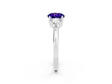 White gold Three-Stone Round Cut Cut Diamond Ring with Trillion Side Stones and Four-Prong Setting_2