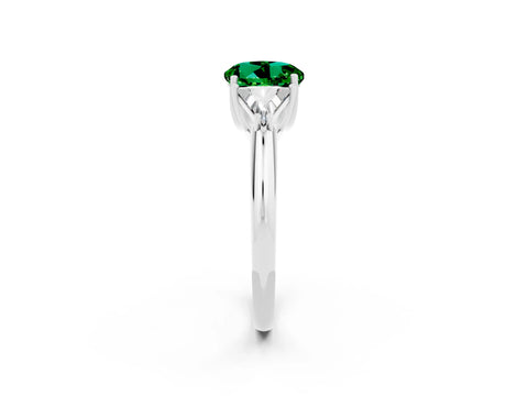 White gold Three-Stone Round Cut Cut Diamond Ring with Trillion Side Stones and Four-Prong Setting_2