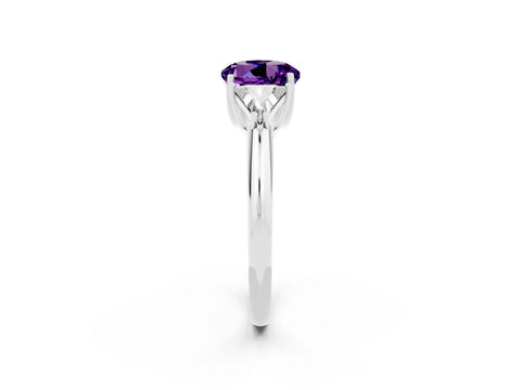 White gold Three-Stone Round Cut Cut Diamond Ring with Trillion Side Stones and Four-Prong Setting_2