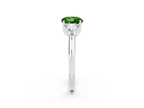 White gold Three-Stone Round Cut Cut Diamond Ring with Trillion Side Stones and Four-Prong Setting_2