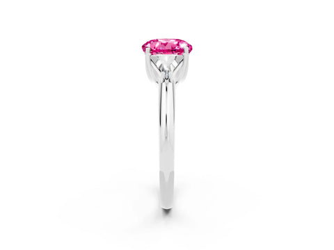 White gold Three-Stone Round Cut Cut Diamond Ring with Trillion Side Stones and Four-Prong Setting_2