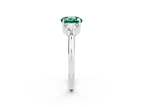 White gold Three-Stone Round Cut Cut Diamond Ring with Trillion Side Stones and Four-Prong Setting_2