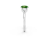 White gold Three-Stone Round Cut Cut Diamond Ring with Trillion Side Stones and Four-Prong Setting_2