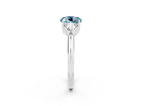 White gold Three-Stone Round Cut Cut Diamond Ring with Trillion Side Stones and Four-Prong Setting_2