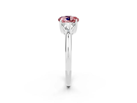 White gold Three-Stone Round Cut Cut Diamond Ring with Trillion Side Stones and Four-Prong Setting_2