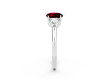 White gold Three-Stone Round Cut Cut Diamond Ring with Trillion Side Stones and Four-Prong Setting_2