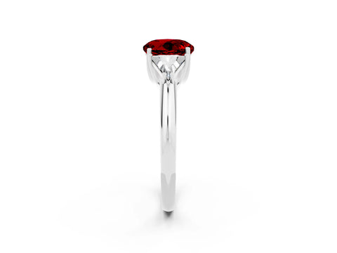 White gold Three-Stone Round Cut Cut Diamond Ring with Trillion Side Stones and Four-Prong Setting_2