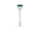 White gold Three-Stone Round Cut Cut Diamond Ring with Trillion Side Stones and Four-Prong Setting_2