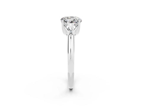 White gold Three-Stone Round Cut Cut Diamond Ring with Trillion Side Stones and Four-Prong Setting_2