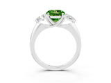 White gold Three-Stone Round Cut Cut Diamond Ring with Trillion Side Stones and Four-Prong Setting_3
