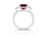 White gold Three-Stone Round Cut Cut Diamond Ring with Trillion Side Stones and Four-Prong Setting_3