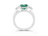 White gold Three-Stone Round Cut Cut Diamond Ring with Trillion Side Stones and Four-Prong Setting_3
