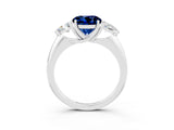 White gold Three-Stone Round Cut Cut Diamond Ring with Trillion Side Stones and Four-Prong Setting_3