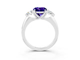 White gold Three-Stone Round Cut Cut Diamond Ring with Trillion Side Stones and Four-Prong Setting_3