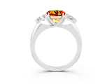 White gold Three-Stone Round Cut Cut Diamond Ring with Trillion Side Stones and Four-Prong Setting_3
