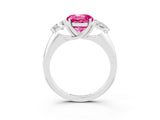 White gold Three-Stone Round Cut Cut Diamond Ring with Trillion Side Stones and Four-Prong Setting_3