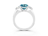 White gold Three-Stone Round Cut Cut Diamond Ring with Trillion Side Stones and Four-Prong Setting_3