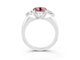 White gold Three-Stone Round Cut Cut Diamond Ring with Trillion Side Stones and Four-Prong Setting_3