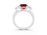 White gold Three-Stone Round Cut Cut Diamond Ring with Trillion Side Stones and Four-Prong Setting_3