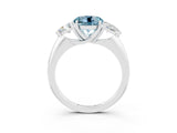 White gold Three-Stone Round Cut Cut Diamond Ring with Trillion Side Stones and Four-Prong Setting_3