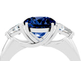 White gold Three-Stone Round Cut Cut Diamond Ring with Trillion Side Stones and Four-Prong Setting_4