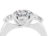 White gold Three-Stone Round Cut Cut Diamond Ring with Trillion Side Stones and Four-Prong Setting_4