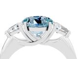 White gold Three-Stone Round Cut Cut Diamond Ring with Trillion Side Stones and Four-Prong Setting_4