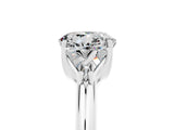 White gold Three-Stone Round Cut Cut Diamond Ring with Trillion Side Stones and Four-Prong Setting_5