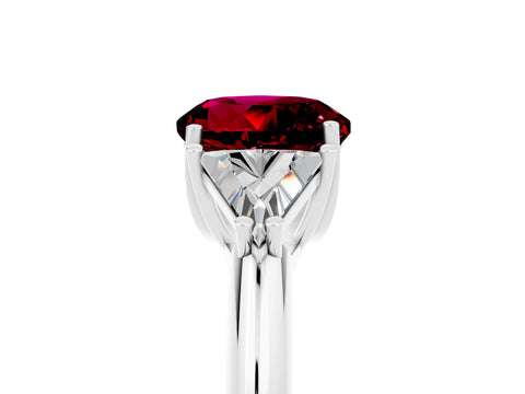 White gold Three-Stone Round Cut Cut Diamond Ring with Trillion Side Stones and Four-Prong Setting_5