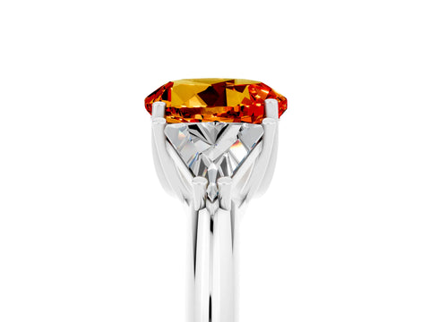 White gold Three-Stone Round Cut Cut Diamond Ring with Trillion Side Stones and Four-Prong Setting_5