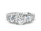 White gold Three-Stone Round Cut Cut Milgrain Pavé Engagement Ring_7