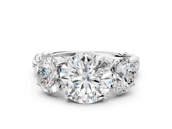 White Gold Round Three Stone Engagement Ring Setting with Braided Band