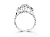 White gold Three-Stone Round Cut Diamond Braided Band Ring with Four-Prong Setting_54
