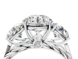 White gold Three-Stone Round Cut Diamond Braided Band Ring with Four-Prong Setting_55