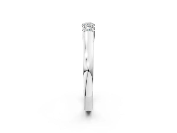 Platinum Three-Stone Round Cut Diamond Channel Set Band with Prong Setting
