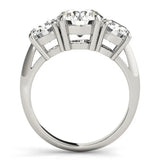 White gold Three-Stone Round Cut Diamond Engagement Ring with Prong Setting on a White Gold Band 2