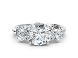 White gold Three-Stone Round Cut Diamond Engagement Ring with Prong Setting on a White Gold Band_14