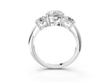 White gold Three-Stone Round Cut Diamond Engagement Ring with Prong Setting on a White Gold Band_17
