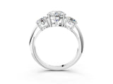 White gold Three-Stone Round Cut Diamond Engagement Ring with Prong Setting on a White Gold Band_53