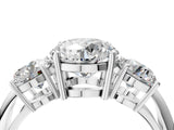 White gold Three-Stone Round Cut Diamond Engagement Ring with Prong Setting on a White Gold Band_54