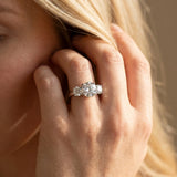 White gold Three-Stone Round Cut Diamond Engagement Ring with Prong Setting on a White Gold Band_68