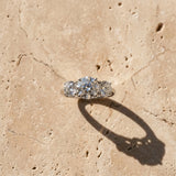 White gold Three-Stone Round Cut Diamond Engagement Ring with Prong Setting on a White Gold Band_69