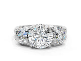 White gold Three-Stone Round Cut Diamond Engagement Ring with Prong Setting_7