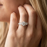 White gold Three-Stone Round Cut Diamond Engagement Ring with Split Shank and Prong Setting_30