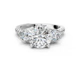 White gold Three-Stone Round Cut Diamond Pavé Band with Four-Prong Setting_51